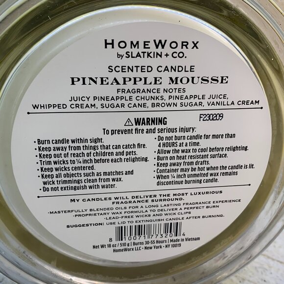 HomeWorx by Harry Slatkin Pineapple Mousse Scented 4-Wick Candle 18oz - Picture 4 of 4